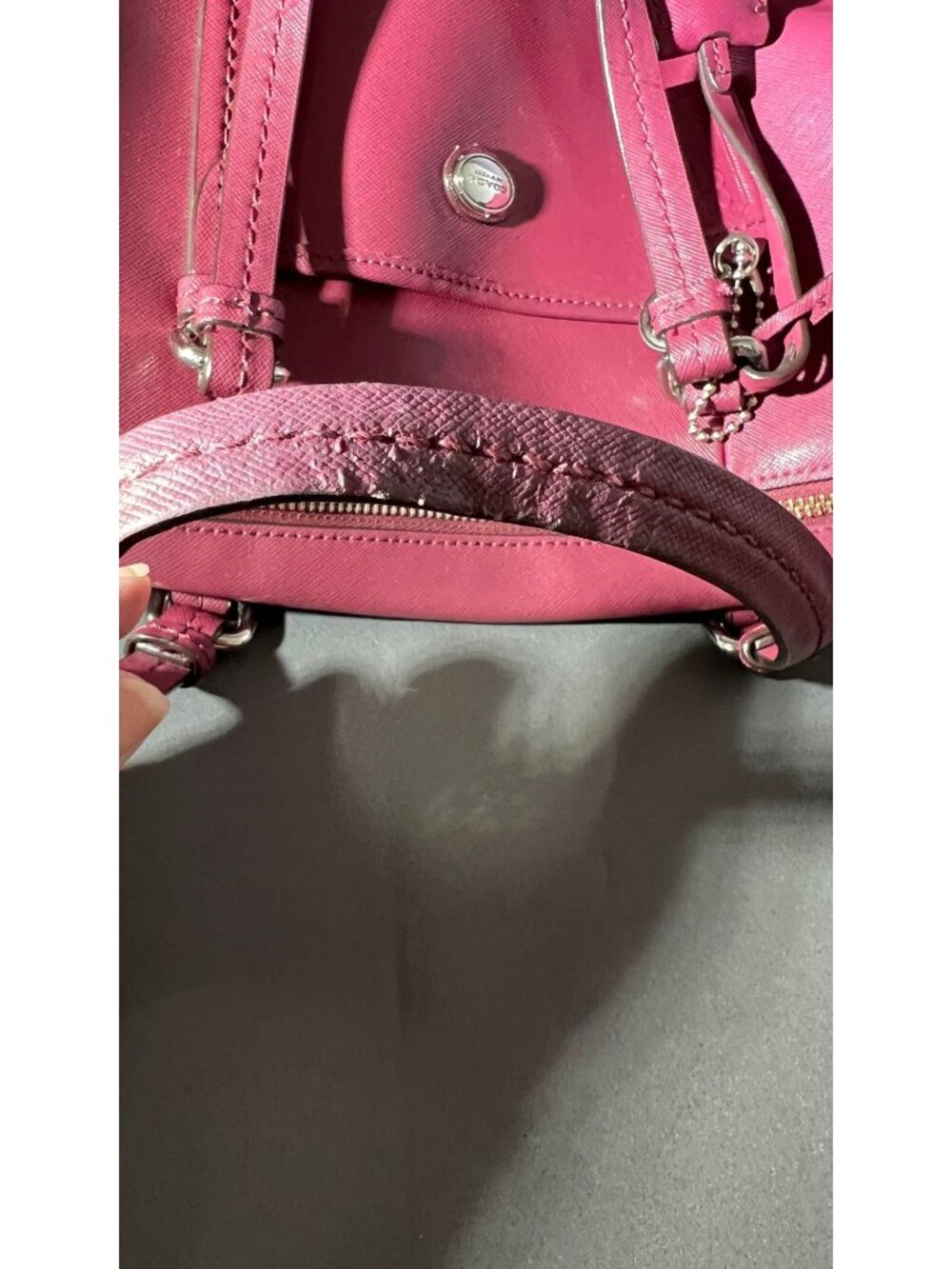 DAMAGED! Coach Peyton Leather Nancy Satchel Bag In Merlot E1492-F31403 - Picture 10 of 16